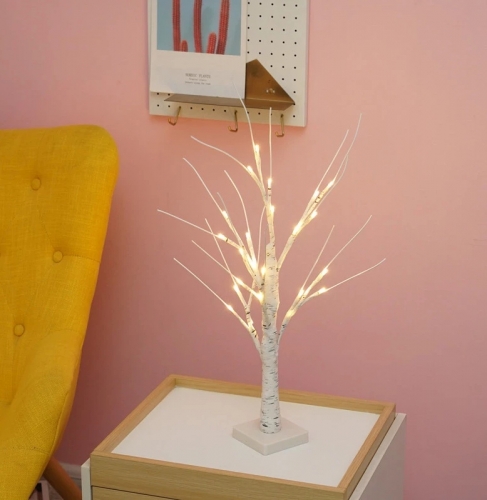 LED Tree Lamp DIY Artificial Tree Lamp with golden leaves Fairy Light for Indoor Decoration