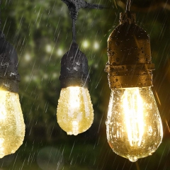 Outdoor Waterproof decorative String Lights 27FT Hanging S14 Vintage Edison Bulb LED Solar String Light
