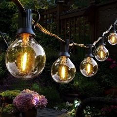 25ft Solar String Lights G40 Edison Bulb connectable serial led decoration light Waterproof Outdoor Lighting