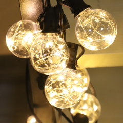 Outdoor waterproof hanging dimmable shatterproof med starburst string 25 led solar g40 copper wire bulb fairy string lights