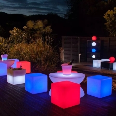 LED Cube bar stool Colors Changing Plastic LED Lighted Cube Bar Tables and Chairs DC4V LED Cube Lighting Furniture