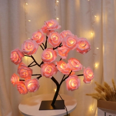 New design Room Decor Light Ornament Warm White 32 LED Tree christmas lights 4.5v led Rose flower Table Lamp