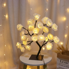 New design Room Decor Light Ornament Warm White 32 LED Tree christmas lights 4.5v led Rose flower Table Lamp