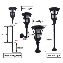 hot selling Solar Garden Light Outdoor Flickering Flame Effect plastic Decorative lighting led Solar Lawn Light