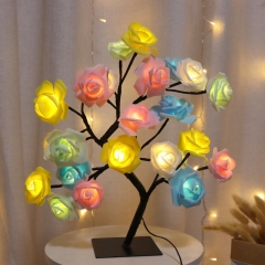 New design Room Decor Light Ornament Warm White 32 LED Tree christmas lights 4.5v led Rose flower Table Lamp