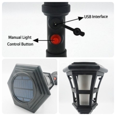 Solar Panel Flickering Flame Lights Outdoor solar Garden Lights IP65 waterproof for Camping Yard Path Lawn Pathway