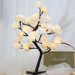 New design Room Decor Light Ornament Warm White 32 LED Tree christmas lights 4.5v led Rose flower Table Lamp