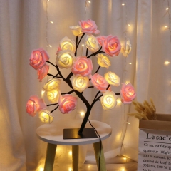 New design Room Decor Light Ornament Warm White 32 LED Tree christmas lights 4.5v led Rose flower Table Lamp