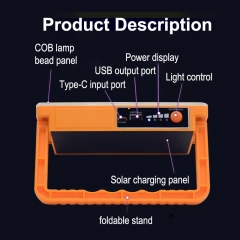 Outdoor application USB rechargeable portable led solar camping lamp solar emergency floodlight 120w solar flood lights