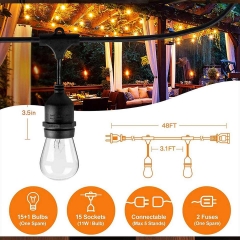 IP44 Waterproof decorative lighting string AC120V led light string outdoor patio poles s14 christmas lights