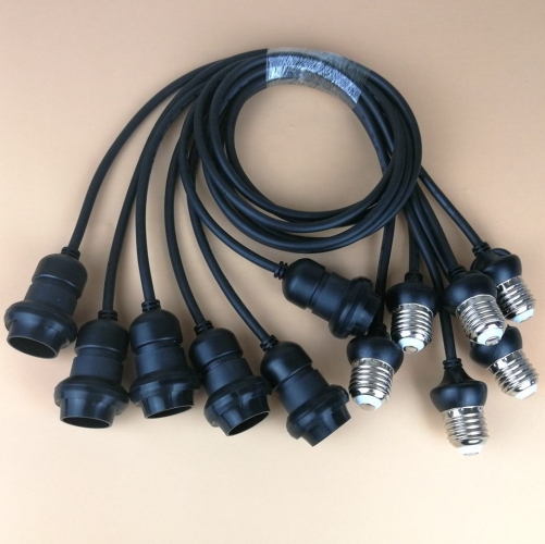 Black Cable E27 Sockets Festoon Dropper Length Customizing 25CM 50CM 100CM led lampholder drop es for black festoon e27