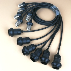 Black Cable E27 Sockets Festoon Dropper Length Customizing 25CM 50CM 100CM led lampholder drop es for black festoon e27