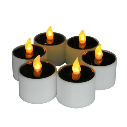Newly designed 6 Pcs Round Waterproof Flameless Solar Candles Light Rechargeable LED Candles Lamp for Christmas Decorations