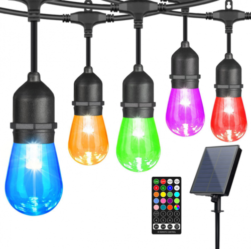 Solar powered voice control String lights RGB dimmable fairy bulb Solar RGB s14 LED String Light 8 modes super bright new style