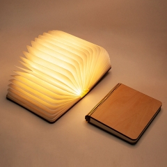 Custom Portable Led Book Lamp Folding Book Lamp Reading Book Shaped Light with USB Rechargeable Wooden Cover night lamp lights