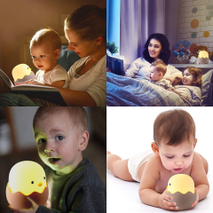 New style LED Eggshell Chicken night light Touch Soft Silicone Usb Rechargeable lamp Bedroom Decor Led 3D Night Light For Kids