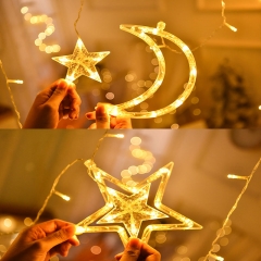 Christmas decorations festooning 8 Modes Waterproof Star Moon Fairy String Light LED Moon Star curtain Light With Remote Control