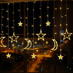 Christmas decorations festooning 8 Modes Waterproof Star Moon Fairy String Light LED Moon Star curtain Light With Remote Control