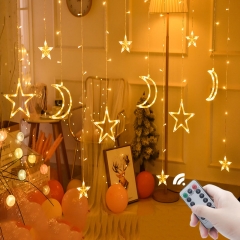 Christmas decorations festooning 8 Modes Waterproof Star Moon Fairy String Light LED Moon Star curtain Light With Remote Control