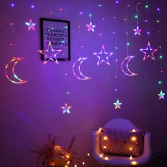 Christmas decorations festooning 8 Modes Waterproof Star Moon Fairy String Light LED Moon Star curtain Light With Remote Control