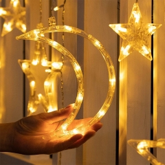 Christmas decorations festooning 8 Modes Waterproof Star Moon Fairy String Light LED Moon Star curtain Light With Remote Control