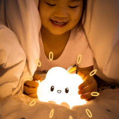 Chinese supplier LED bedside tapping night lamp charging Little cloud silicone night light with remote control tapping light