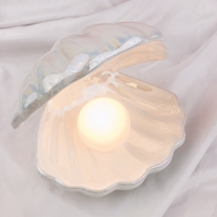 High Quality Custom Ceramic Shell Pearl Night Light for Bedside Home Fairy Shell Night Lamp jewelry porcelain led night lights
