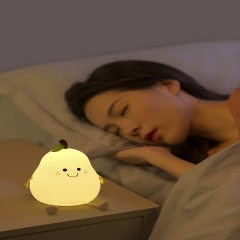 USB Rechargeable LED Pear Fruit Night Light 7 Colors Dimming Touch Silicone Table Lamp Cartoon Cute Bedroom Decor Bedside Lamp