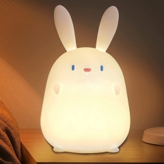 Cute Rabbit silicone night light bedroom bedside sleeping table lamp silicone timed USB charging LED children's timed desk light