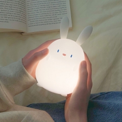 Cute Rabbit silicone night light bedroom bedside sleeping table lamp silicone timed USB charging LED children's timed desk light