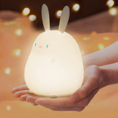 Cute Rabbit silicone night light bedroom bedside sleeping table lamp silicone timed USB charging LED children's timed desk light