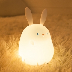 Cute Rabbit silicone night light bedroom bedside sleeping table lamp silicone timed USB charging LED children's timed desk light