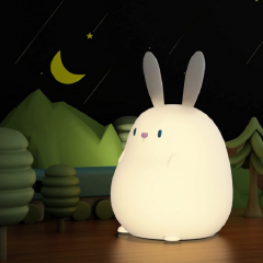 Cute Rabbit silicone night light bedroom bedside sleeping table lamp silicone timed USB charging LED children's timed desk light