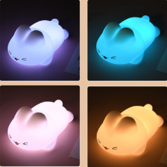 Custom LED lovely bunny Silicone night Light Changing Tap Night Light Remote Control Timing Cartoon Atmosphere Light