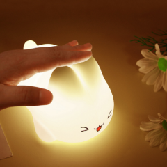 Custom LED lovely bunny Silicone night Light Changing Tap Night Light Remote Control Timing Cartoon Atmosphere Light