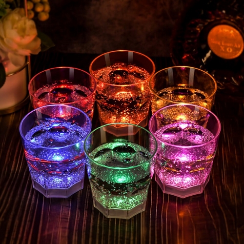 Hot Selling Brighten up in Water Whiskey Cup 250ml 6 colors Water Glow Cup KTV Bar Water Sensing Plastic luminescent wine glass