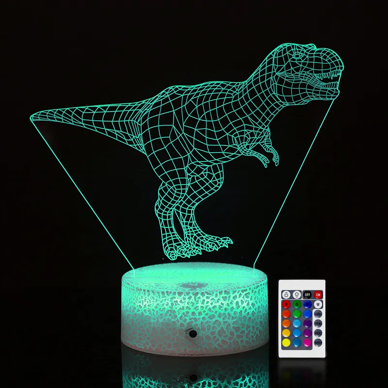 New Arrival Colorful 3D Dinosaur Night Light DC5V Car Ambient Table Lamp Acrylic Kids Night Light LED Touch Remote Control