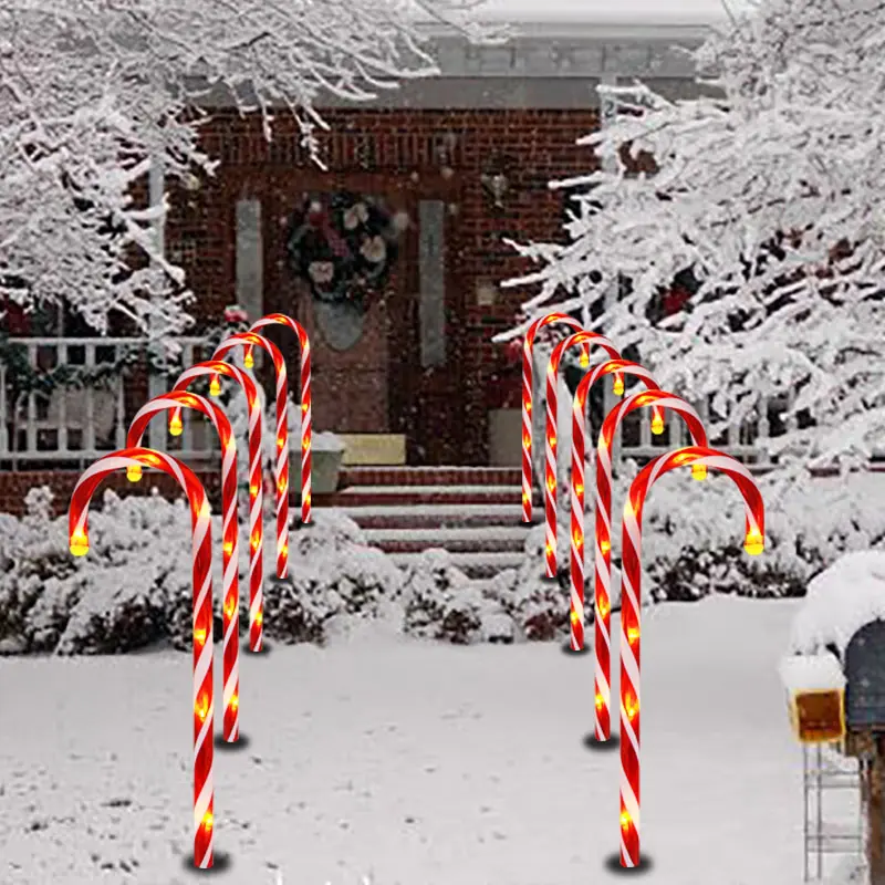 Solar Christmas Candy Cane Light Outdoor Christmas Day Light LED Home Garden Lawn Decorations solar stick candy Cane lights