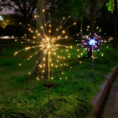 New Style Wholesale Led Firework Lights 90/120/150 leds Solar Copper Wire fireworks Lamp IP65 Super Bright fairework Ground Lamp