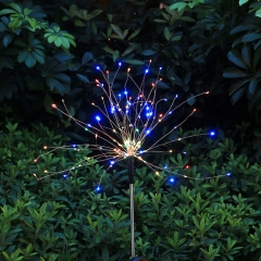New Style Wholesale Led Firework Lights 90/120/150 leds Solar Copper Wire fireworks Lamp IP65 Super Bright fairework Ground Lamp