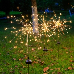 New Style Wholesale Led Firework Lights 90/120/150 leds Solar Copper Wire fireworks Lamp IP65 Super Bright fairework Ground Lamp