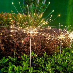 New Style Wholesale Led Firework Lights 90/120/150 leds Solar Copper Wire fireworks Lamp IP65 Super Bright fairework Ground Lamp