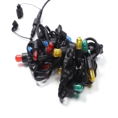 High Quality Black Rubber cable Led E14 string Light Color Led bulb festooning lamp Patio Hanging Bulk Outdoor String Lights