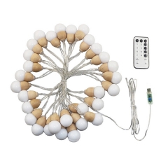 Christmas Decorations curtain light IP67 outdoor G30 wooden ball light string USB 8 Function G30 Wooden Ball decorative light