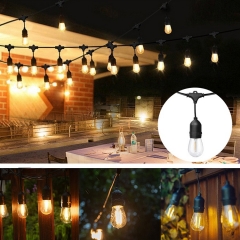 Solar Patio light string Holiday Garden Wedding Decor Outdoor S14 Edison Bulb festoon string 48ft LED Cafe Festoon String Light