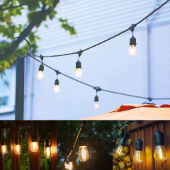 Solar Patio light string Holiday Garden Wedding Decor Outdoor S14 Edison Bulb festoon string 48ft LED Cafe Festoon String Light