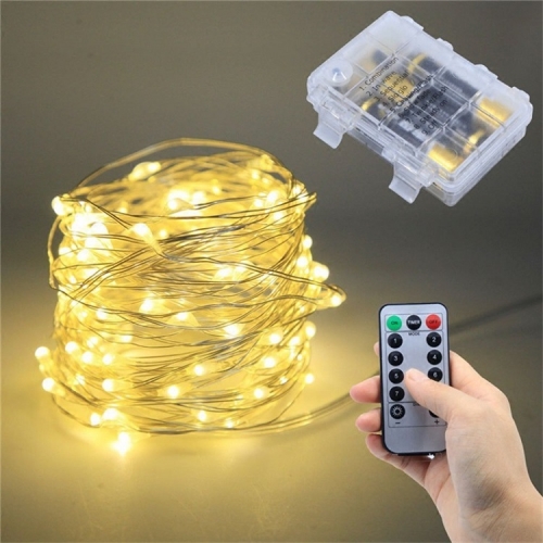 Warm White Fairy Lights String 100 LED /10M 8 Modes Copper Wire Lights with Remote Timer Battery Powered fairy string lights