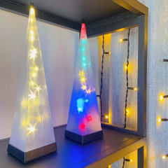 Wholesale LED shaped pyramid Christmas lights DC3v rgb laser pyramid lights IP44 LED indoor decorative lights