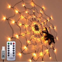 Halloween Spider Web Lamp LED Fairy String Lights IP44 Waterproof 8 Lighting Modes Halloween Ghost Festival Theme Decoration Net