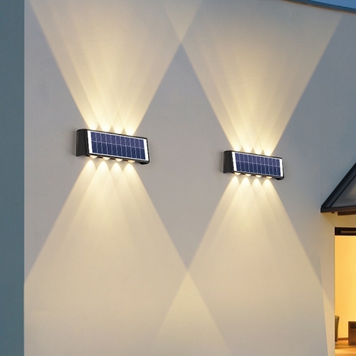 Top And Bottom Glow Design High Power solar Convex lens wall lamp High Brightness Outdoor Garden Solar LED Lamps Wall Lights